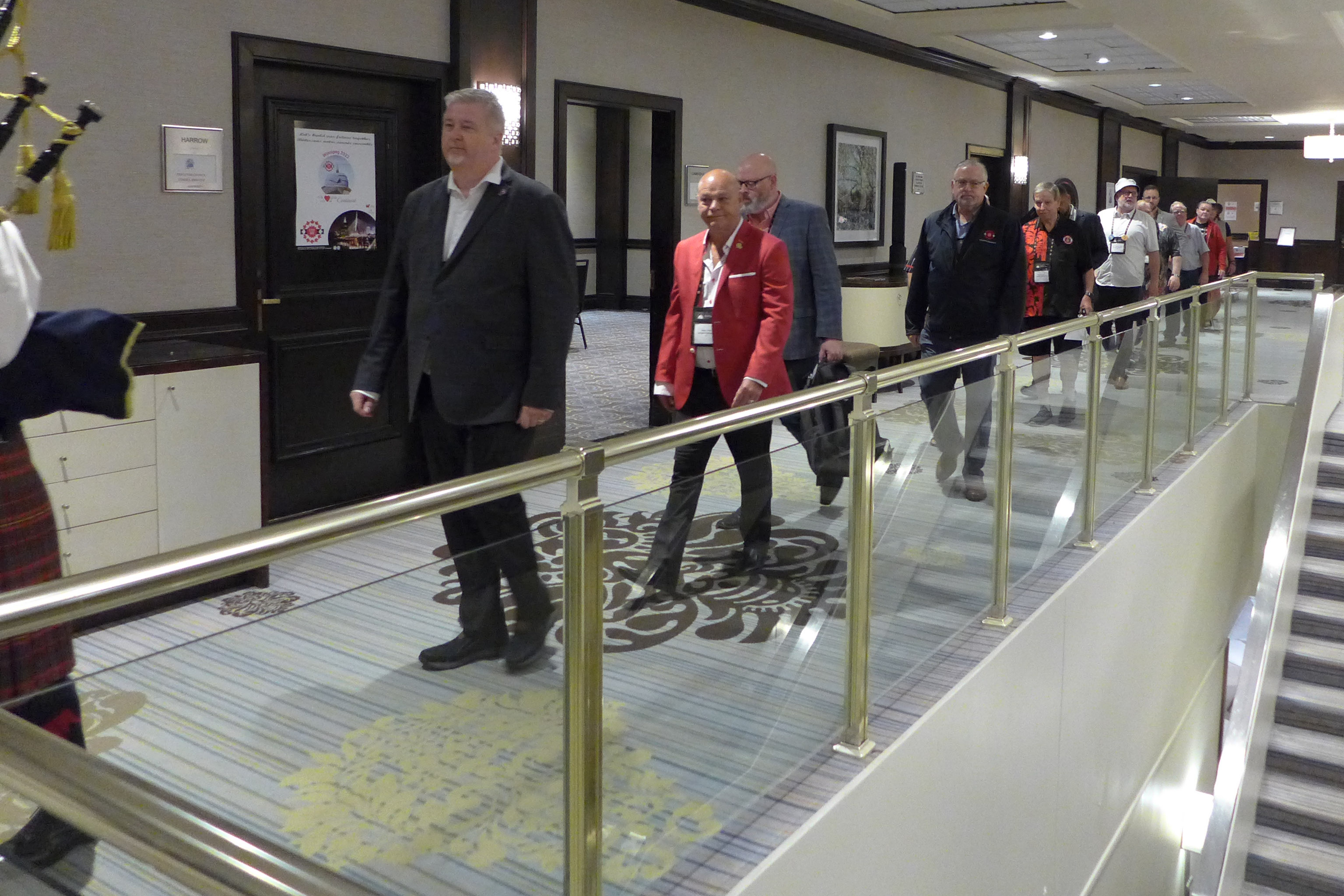 members being piped in