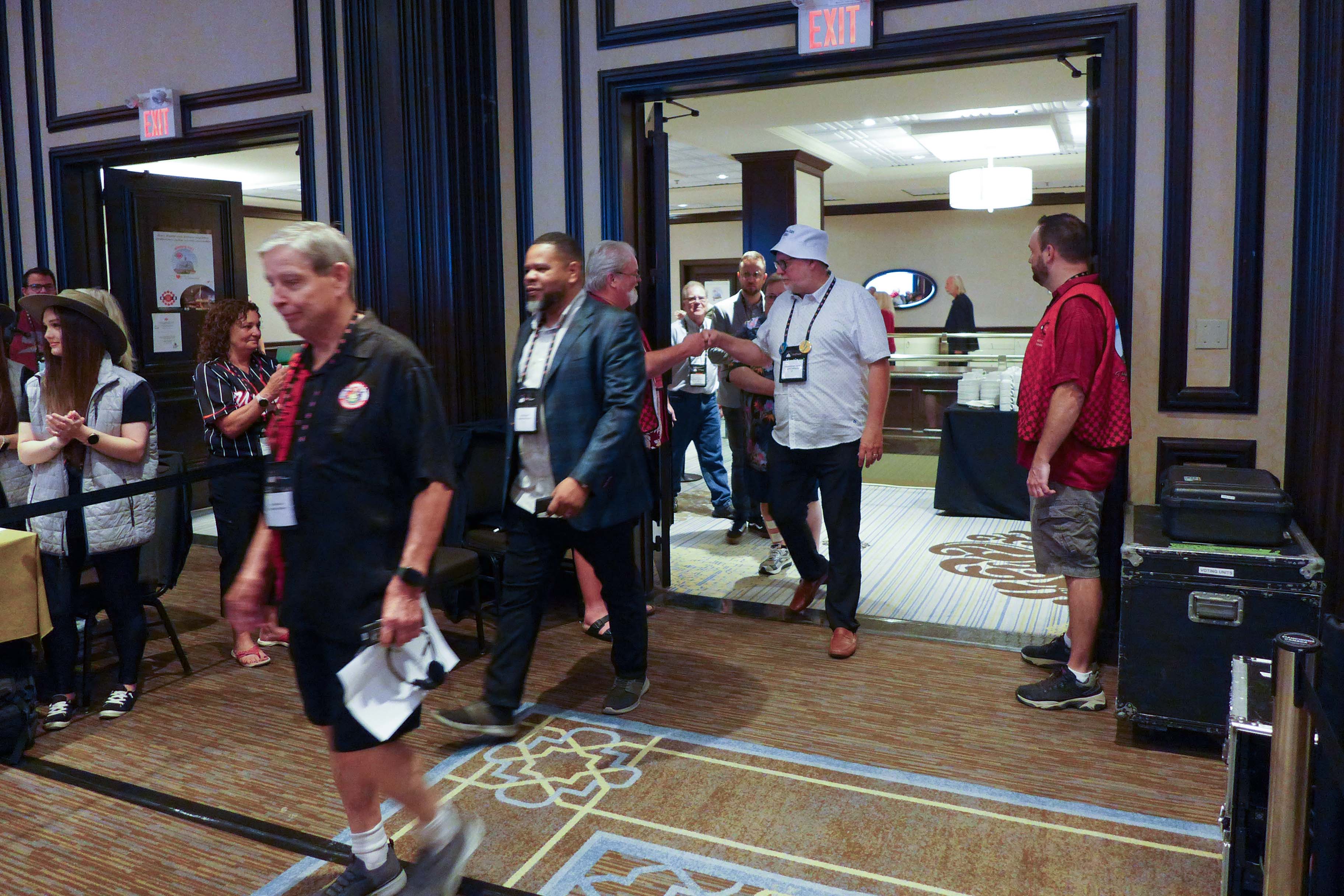 members being piped in