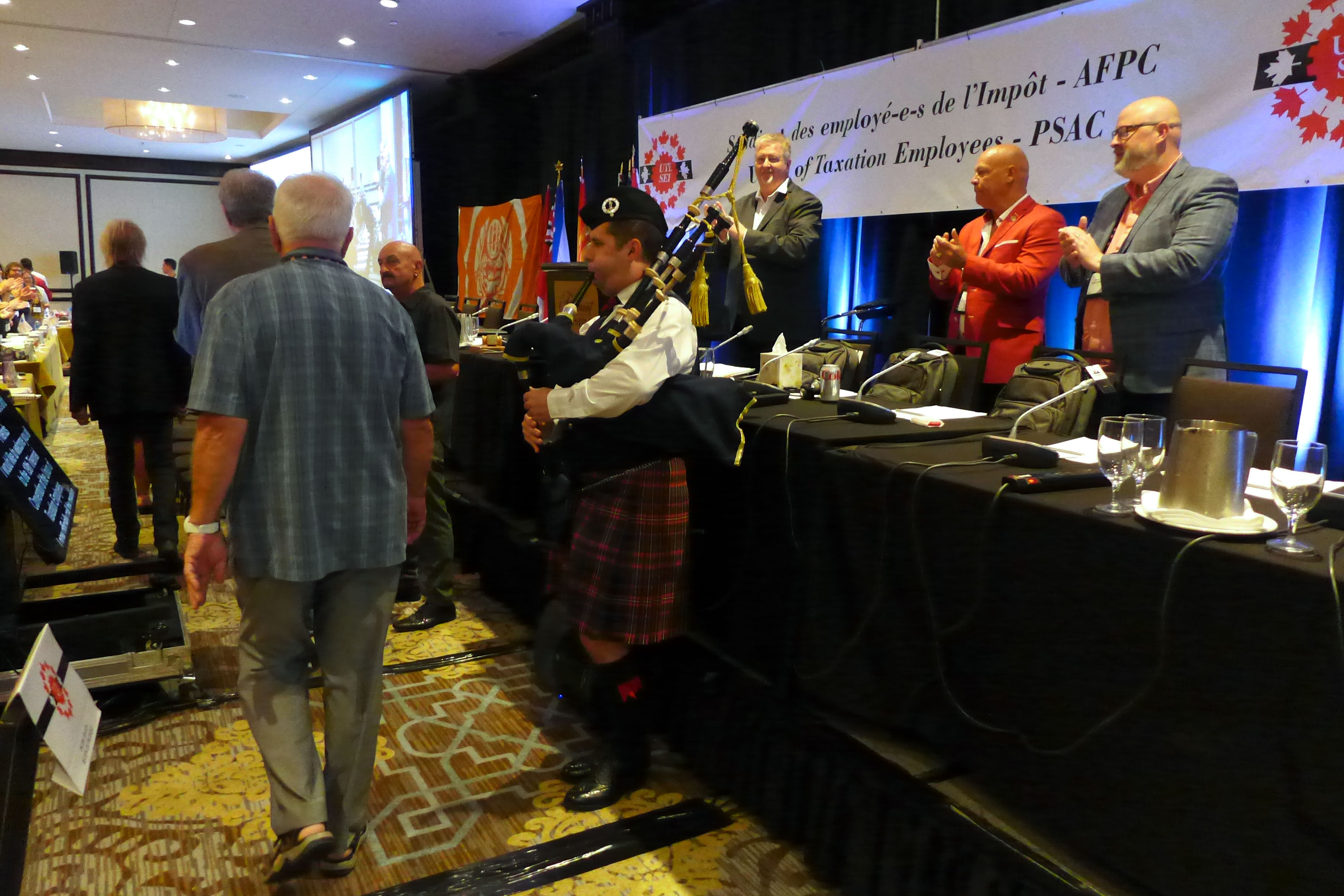 members being piped in