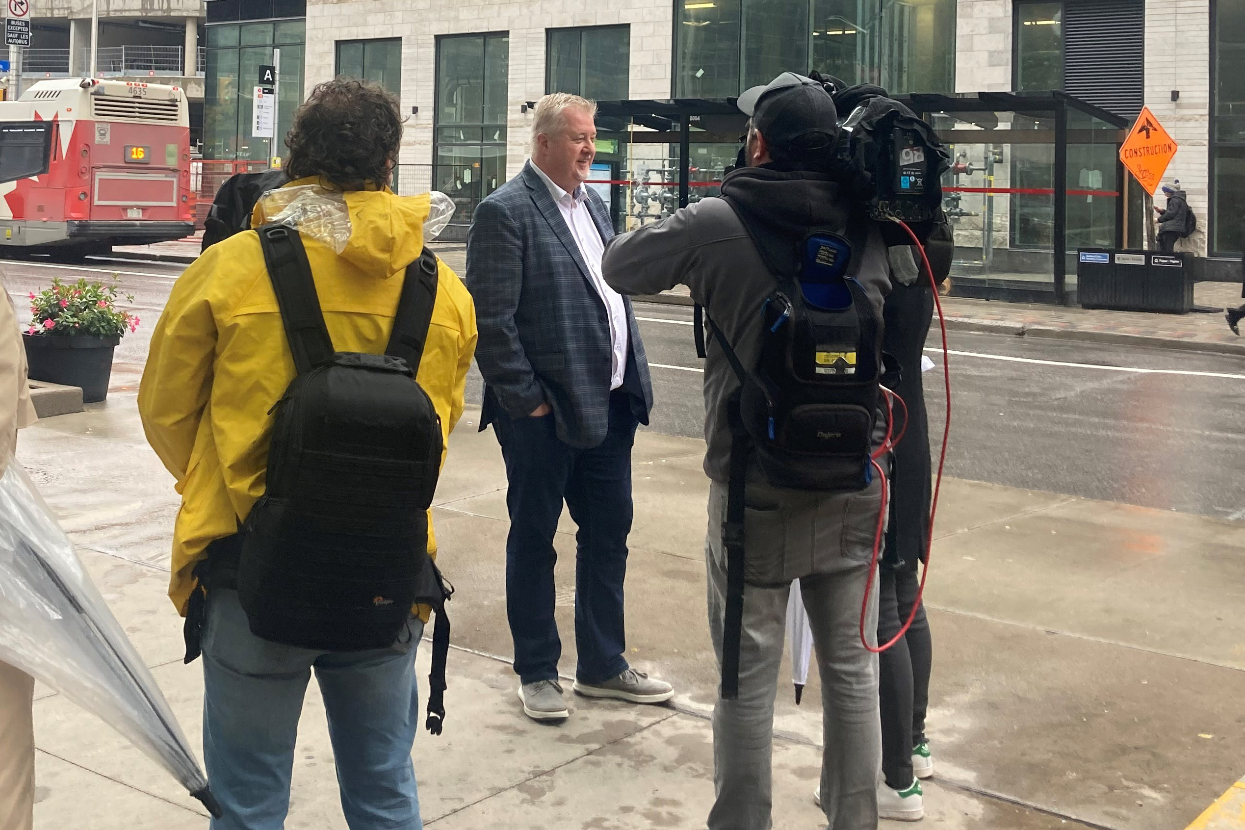 Marc Brière giving an interview