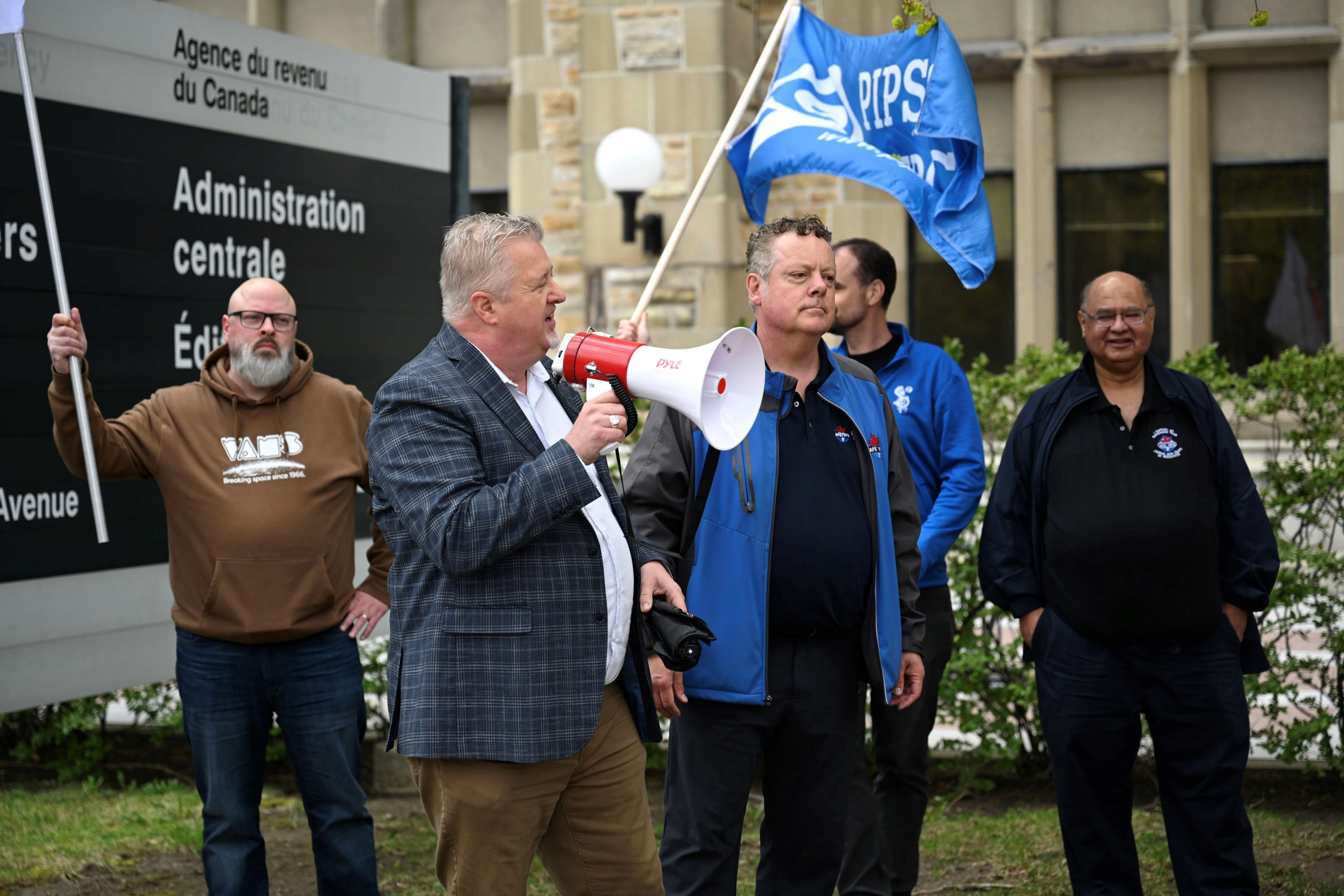 Marc Brière, National President with the megaphone