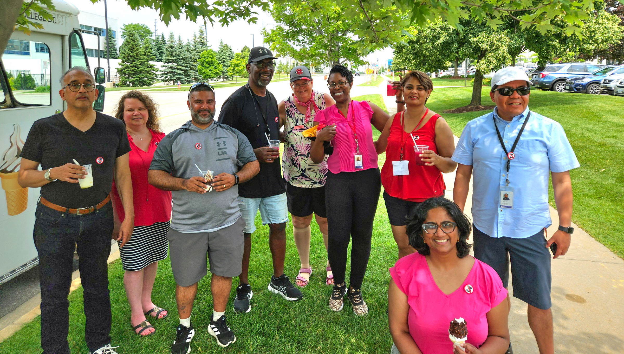 in front of the ice cream truck