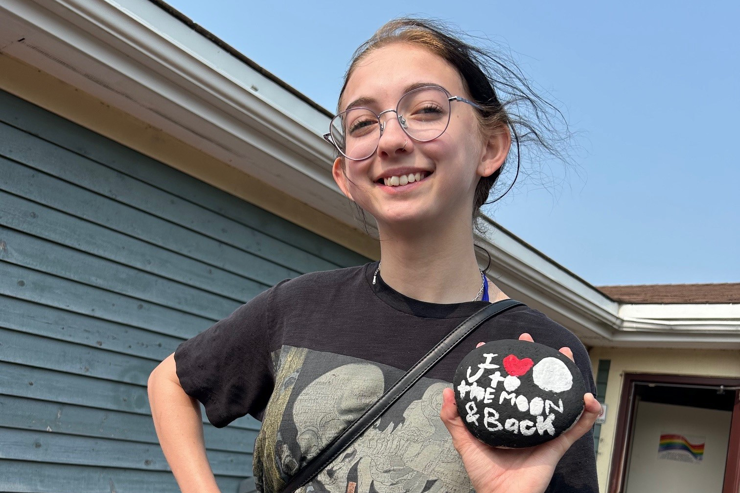 child with rock painted - I love UTE to the moon and back