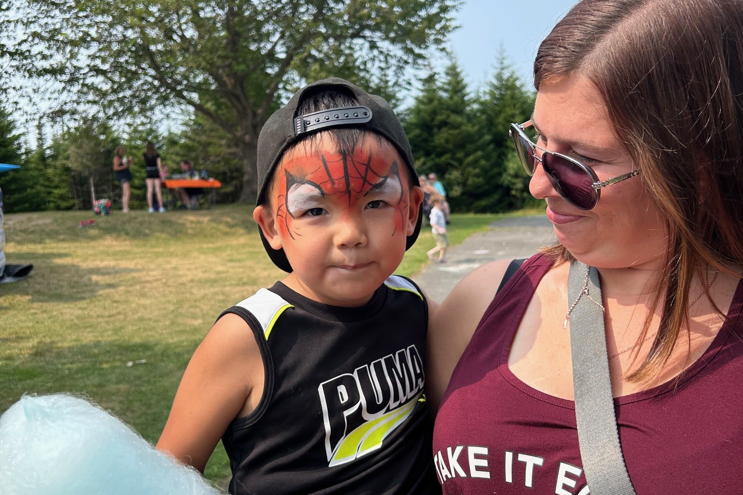 child with face painted
