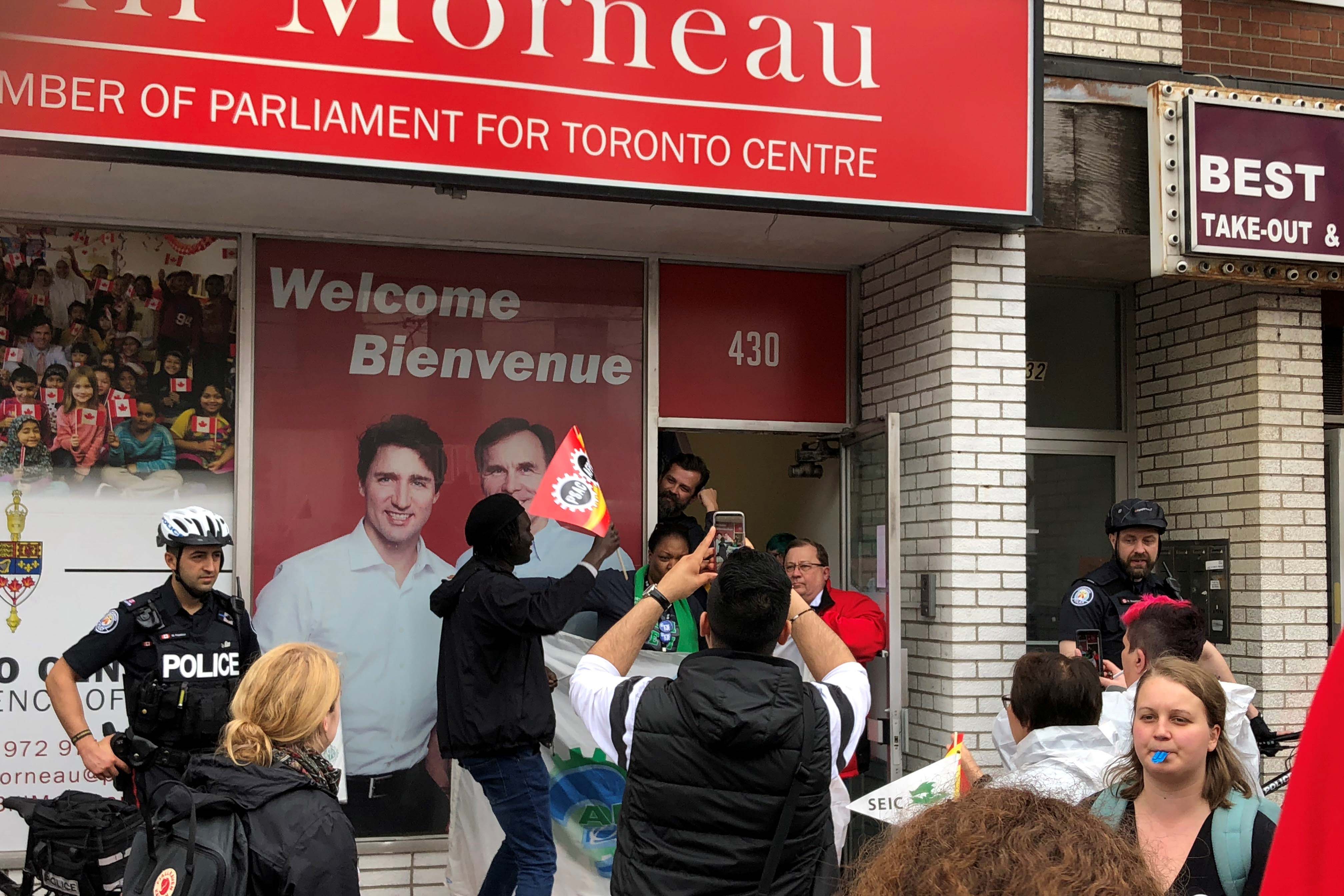 In front of Bill Morneau's office