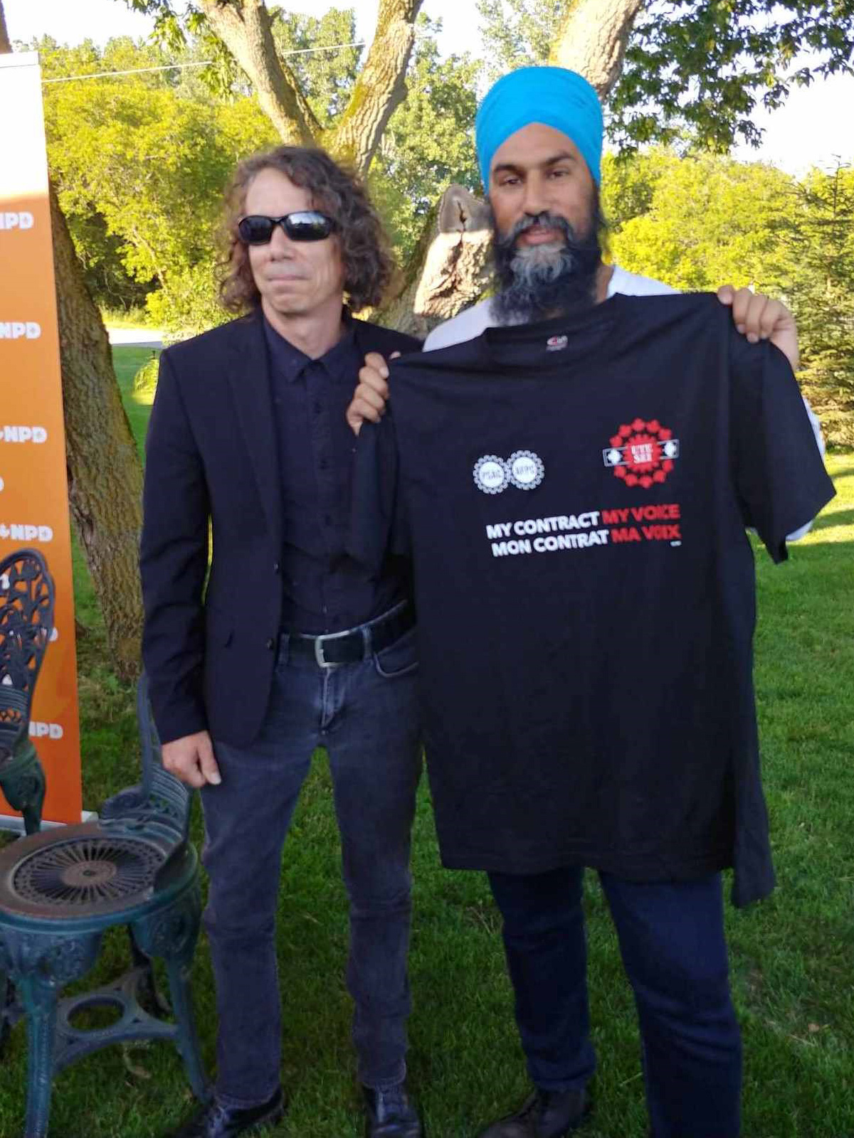 Partrick Bertrand and NDP Leader Jagmeet Singh