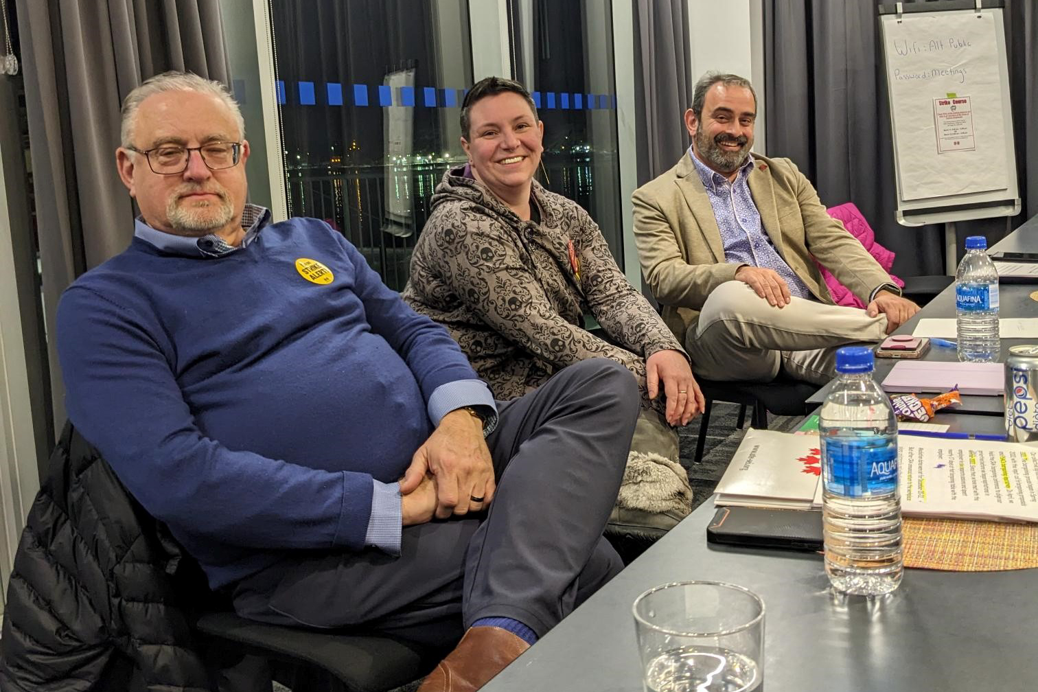 Brian Oldford, RVP Atlantic, Ashley Green, President Local 90000 and member of the bargaining team, Chris Di Liberatore, PSAC REVP