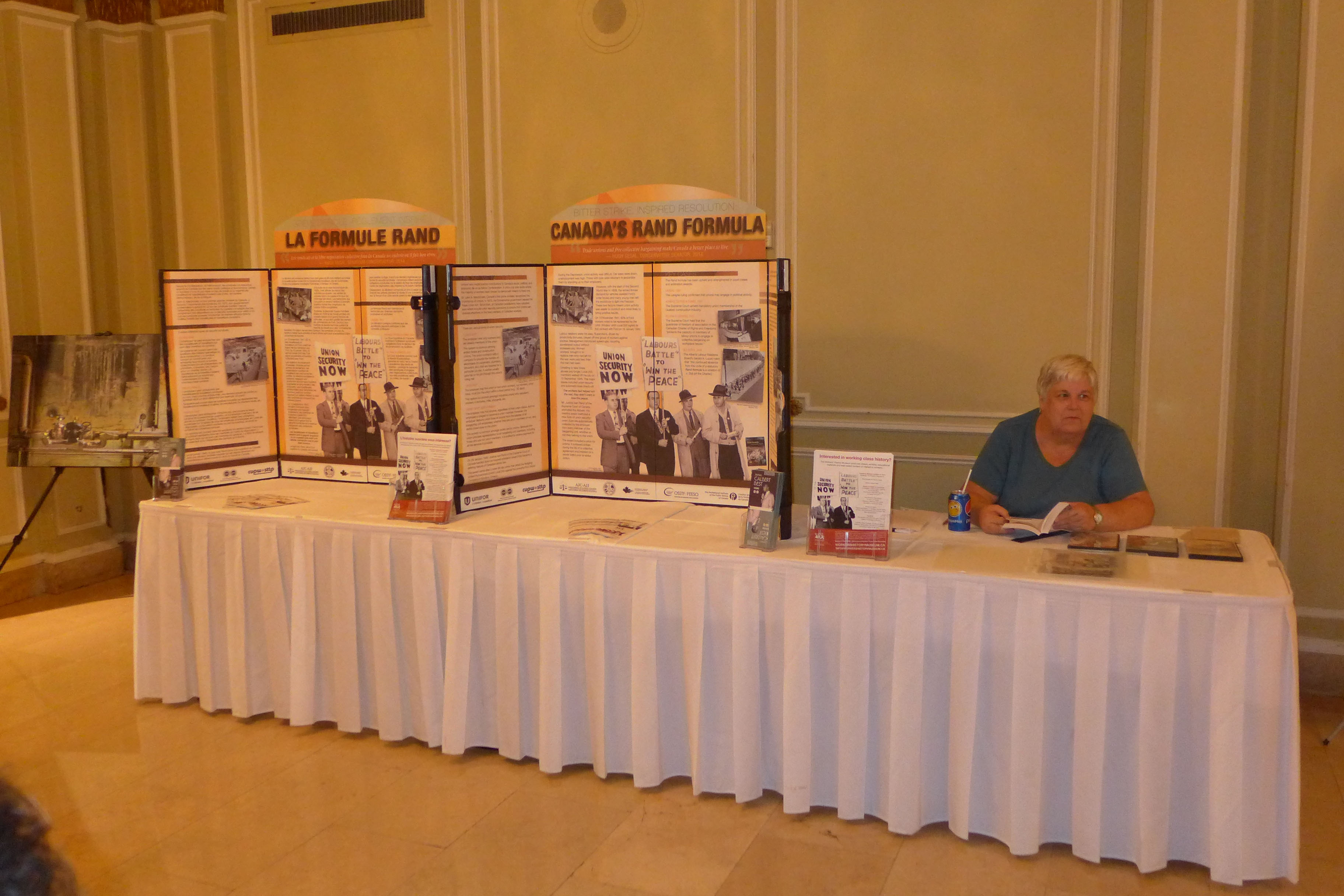 Barb Stewart from the Workers History Museum with the RAND formula exhibit