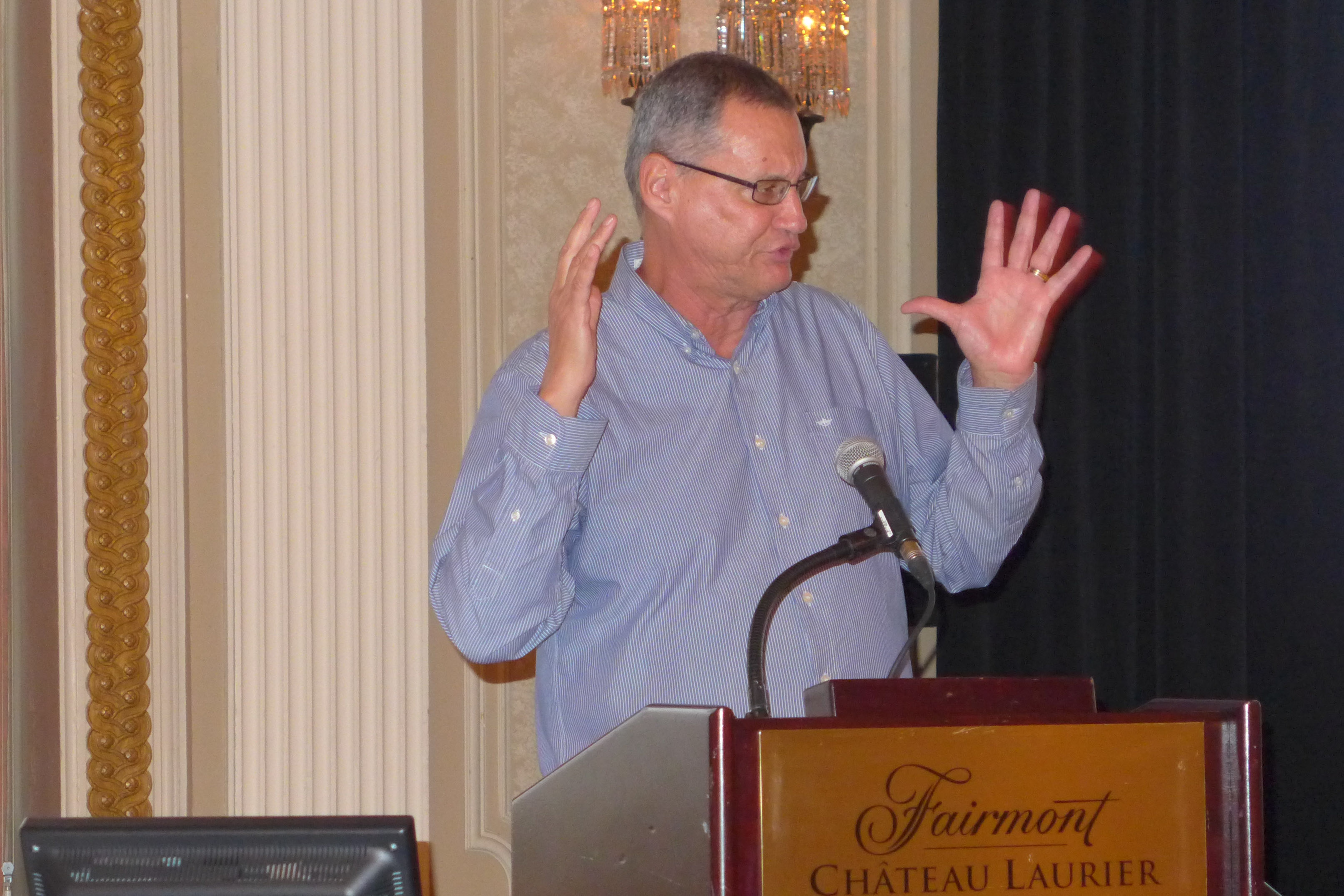 James Infantino, PSAC Disability and Pensions Officer answering questions from the floor