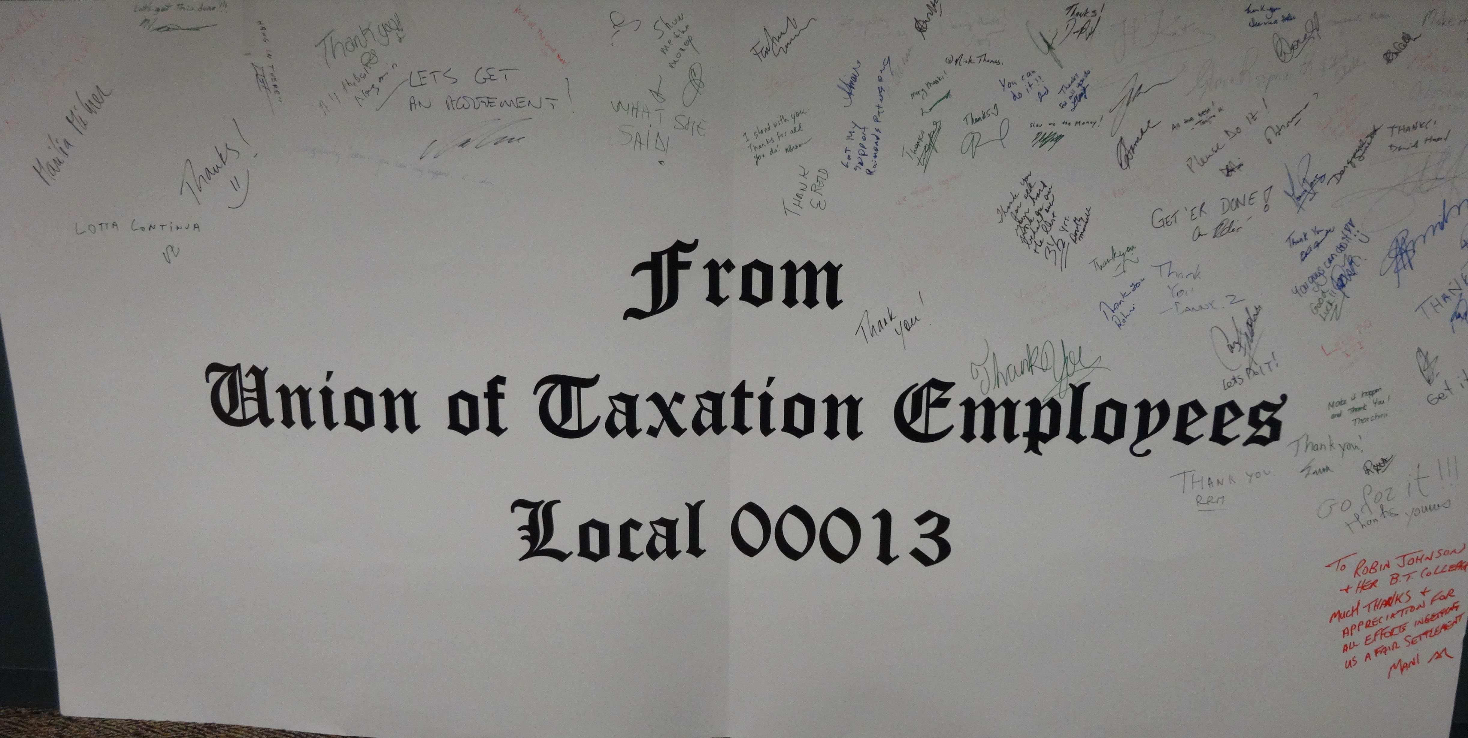 Signed thank you card