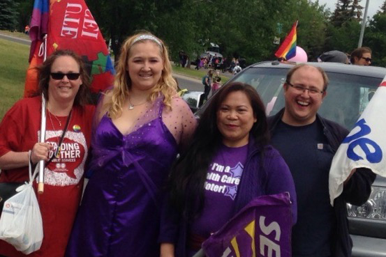 Nancy Johnson, President Local 40023 along with SIEU West and COPE 397 members