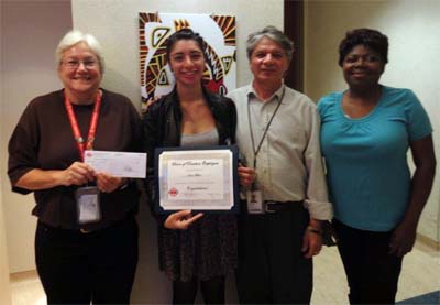 from left to right:  Linda Collins, Jessica Mifsud (award winner) Mannie Mifsud (Father) and Veronica Eastman (local executive member).