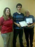 Sandra Cribar (mother), Matthew Cooper (award winner) and Linda Collins, Local President.