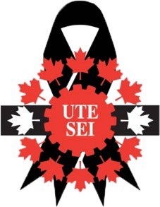 Black ribbon with UTE logo symbol of mourning 3 years without a contract