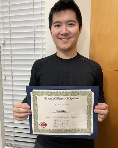 Nick Pang awarded the Diana Gee National Scholarship