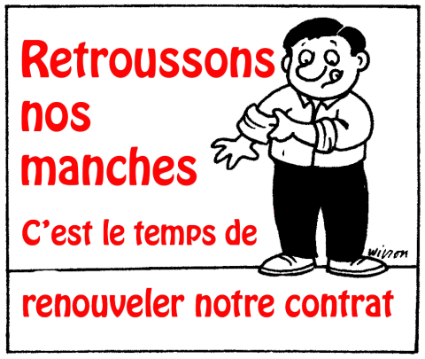 Retroussons nos manches c'est le temps de renouveler notre contrat (un homme retrousse ses manches)